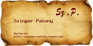 Szinger Patony névjegykártya